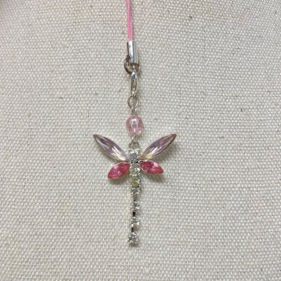 Avon Dragonfly Anywhere Charm Pink‎ Zipper Pull Purse Pendant - Picture 1 of 8